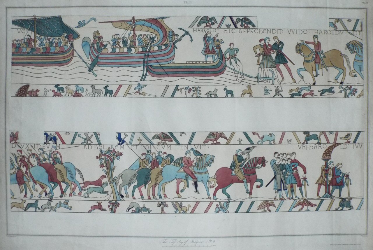 Aquatint - The Tapestry of Bayeux. Pl.II - Basire